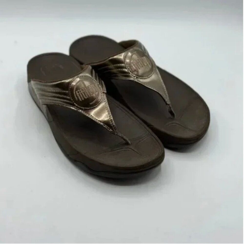 FitFlop Lulu Gold Metallic Wedge Sandals Size 8